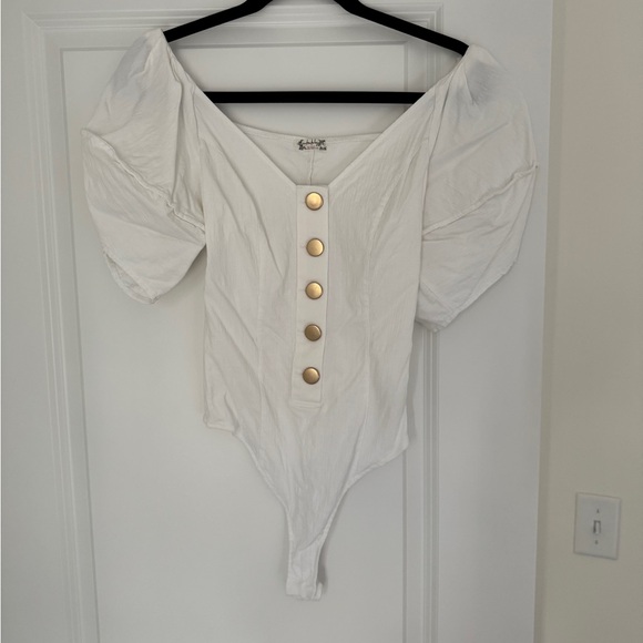 Free People Not Basic Bodysuit in White NWOT ASO Jessie James Decker Small - Picture 6 of 7